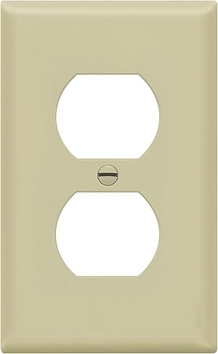 Miniatura 1 de Enerlites 8821-I - Placa de pared dúplex para receptáculo, tamaño estándar de 1 banda, policarbonato termoplástico, marfil
