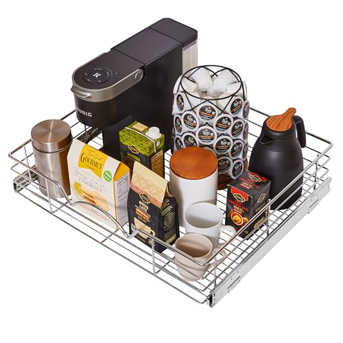 HOLDN’ STORAGE Pull Out Cabinet Organizer, Slide Out Drawer for Kitchen Cabinets & Pantry, Roll Out Shelf for Pots, Pans & Under Sink Storage, Heavy-Duty Full-Extension, 24' W x 21' D x 5' H