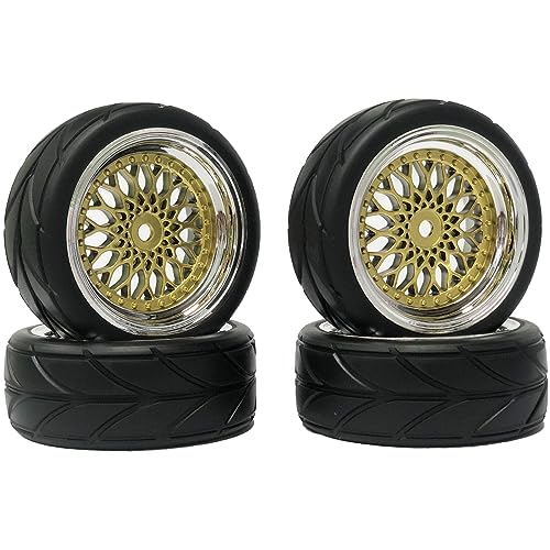 WONFAST 4PCS 64mm RC Rubber Tires and Plastic Plating Wheel Rims Set Replacement Part 12mm Hex for...