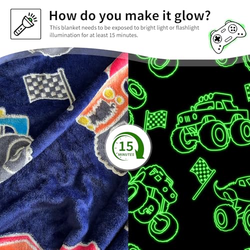 Image of TEHALK Monster Truck Blanket for Boys /Girls /Kids /Toddler /Baby, Monster Truck Toys for Boys Age 3-12, Car Blanket for Birthday /Unique Gifts 40 inchx 60 inch