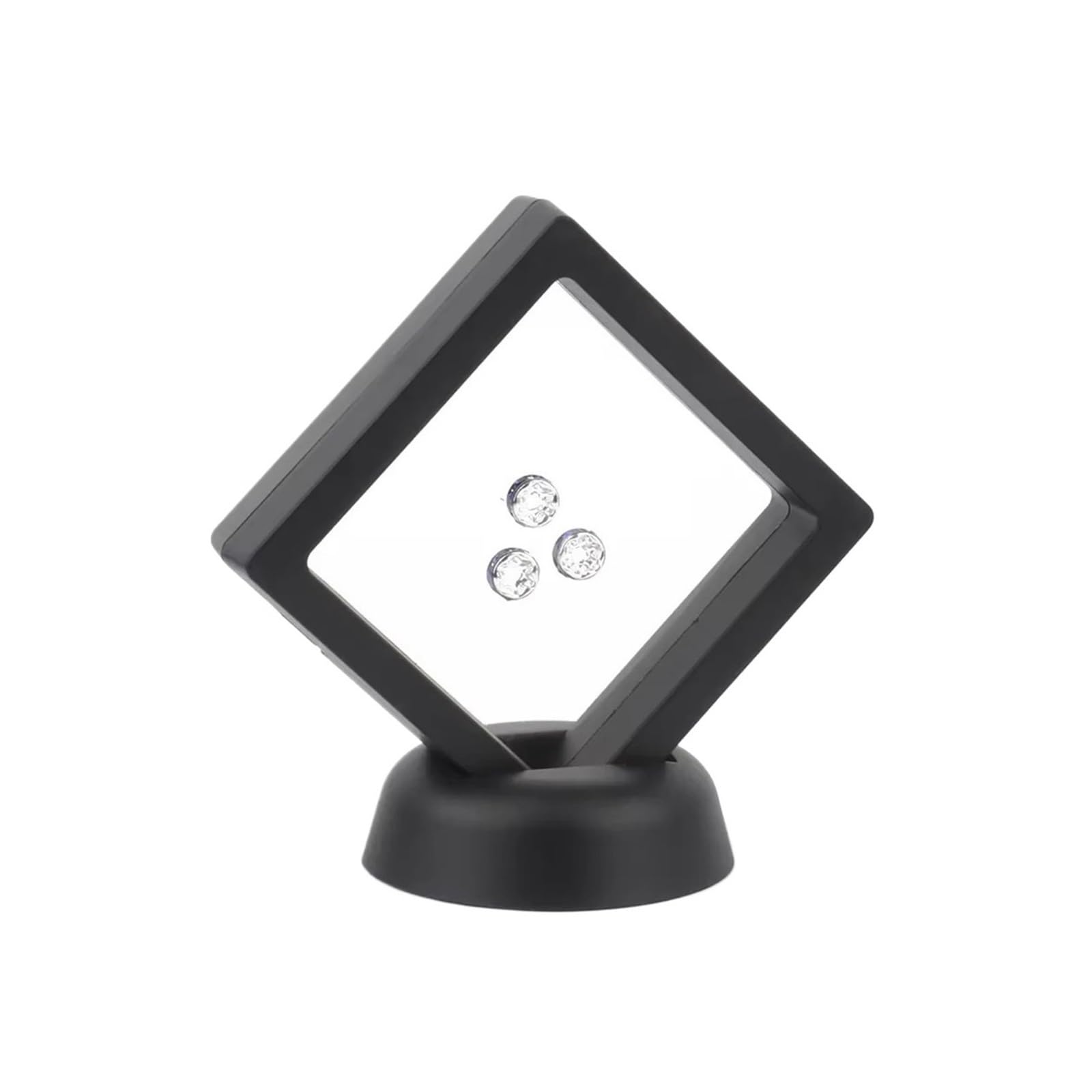 10pcs PE Film Black White Jewelry Storage Box 3D Packaging Case Free Stand Floating Frame Membrane Ring Earring Necklace Display For Earring Necklace Bracelet(Black,11cm)