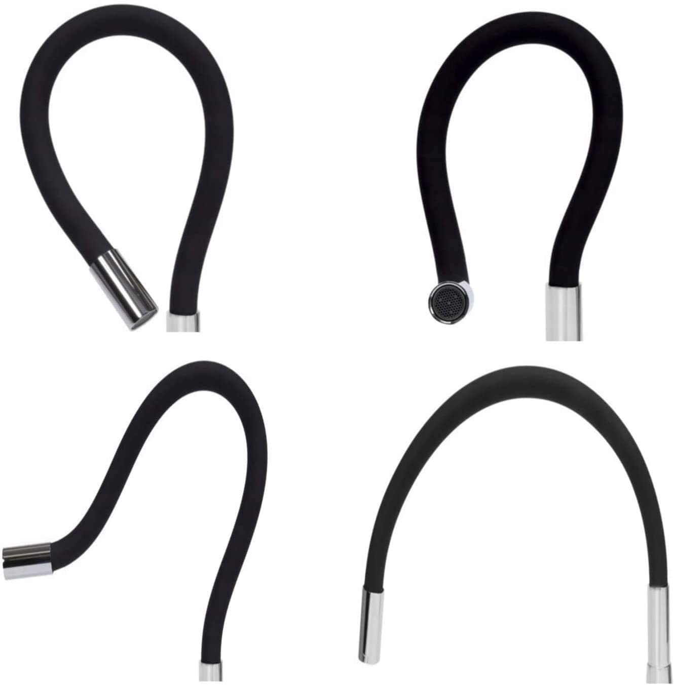 VBChome Fregadero con grifo, 77 x 44 cm, color negro, para cocina, empotrable, con caño flexible