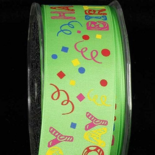 Green Happy Birthday Wired Craft Ribbon 1.5" x 27 Yards