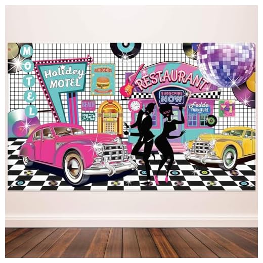 Party-Dekorationen im Stil der 50er Jahre, Rock-Party-Hintergrund, Party-Banner, Party-Dekorationen der 1950er Jahre, klassisches Hintergrund-Banner der 50er Jahre, 72,8 x 43,3 Zoll