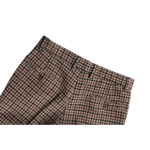 Men's Tweed Plaid Suit Pants Wool Formal Suit Pants Classic Fit Business Versatile Dress Suit Trousers4
