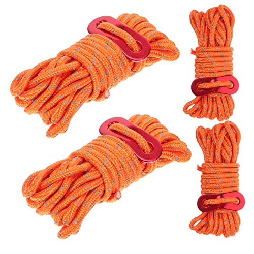 KESYOO 4 Sets Reflective Camping Tent Ropes Durable Outdoor Canopy Fixing Ropes with Buckle for Tent Stability Essential Camping Supplies Each