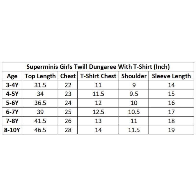 Image of superminis Girls Twill Dungaree with Full Sleeve T-Shirt Set Casual For Kids