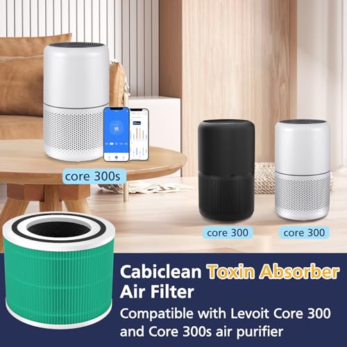 Core 300 Toxin Absorber Replacement Filter, Compatible with LEVOIT Core 300/Core 300S Air Purifier, 3-in-1 H13 Grade, True HEPA Replacement Filter, Compare to Part # Core 300-RF-TX, Green, 2 Pack