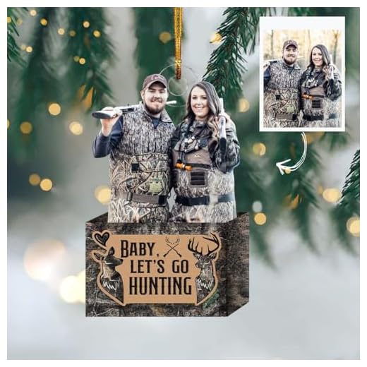 Personalized Photo Mica Ornament, Hunting Ornaments, Hunting Ornament, Hunting Christmas Ornaments, Hunting Ornaments for Christmas Tree, Gift for Hunting Couple, Hunting Lovers, Wife, Husband