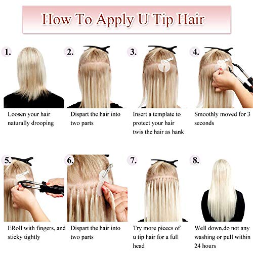 Rich Choices U Tip Pre Bonded Human Hair Extensions 100 Strands Per Package Nail Tip Italian Keratin Fushion Hairpiece Long Straight Silky For Women #12P613 Golden Brown&Bleach Blonde 16 Inches 50G #TOP5