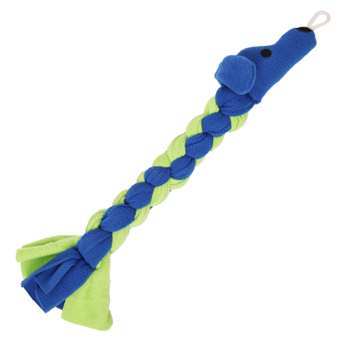 NEW! 5-in-1 46cm Hand Braided Dog Tug Toy & Interactive Pet Rope for Mental Stimulation, Snuffle Mat Alternative, Training, and Foraging for Small and Medium Dogs (Blue)