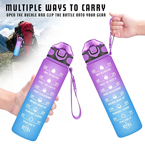 Image of Enerbone 32 oz Water Bottle with Times to Drink and Straw, Motivational Drinking Water Bottles with Carrying Strap, Leakproof BPA & Toxic Free, Ensure You Drink Enough Water for Fitness Gym Outdoor