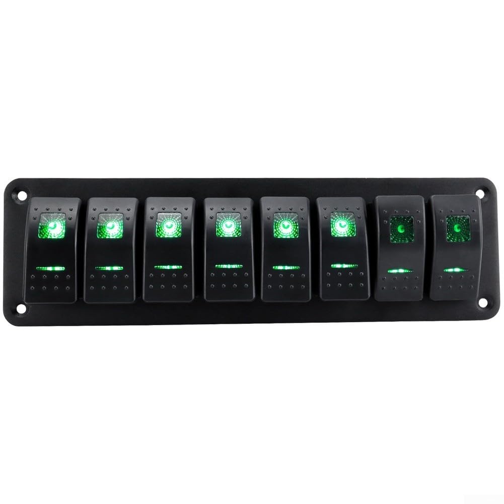 Panel de interruptor basculante de 12 V, pantalla de voltaje de 5 bandas, USB (8 personas)