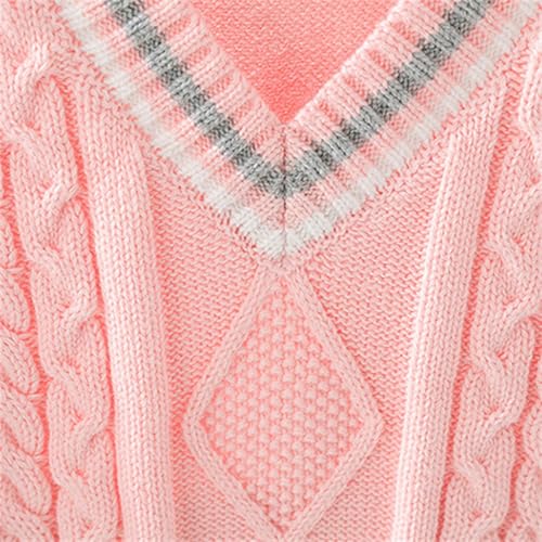Boys Unisex Knitted Sweater Vest Cable V-Neck Uniform Sleeveless Crop Tank Tops Teen Kids Pullover Knit Waistcoat4