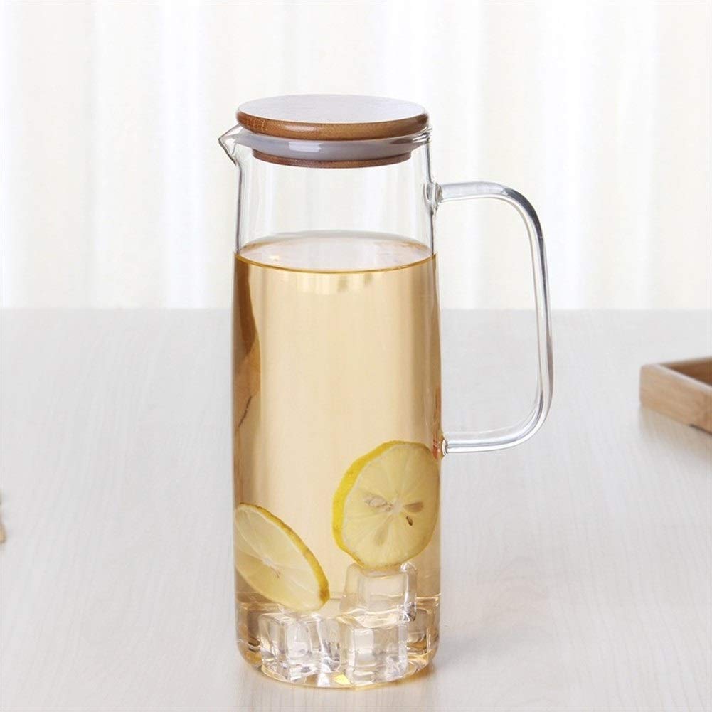Jarra De Vidrio Resistente Al Calor Con Tapa De Acero Inoxidable O Bambú O Vidrio Jarra De Agua Caliente O Helada Botella De Agua De Té De Flores De Frutas (Capacidad : 1500ML, Color : A)