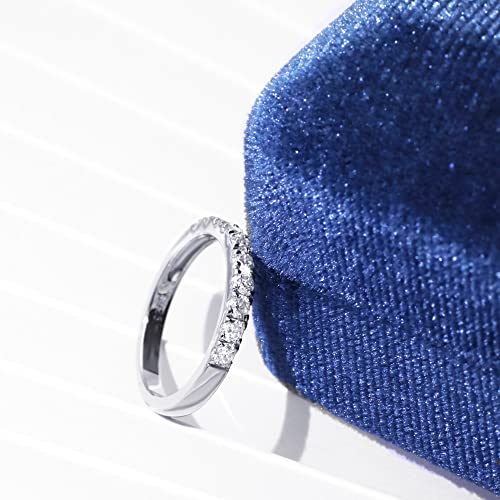 Moissanite Engagement Rings Women's Half Eternity Wedding Rings S925 Sterling Silver Ring 2mm D Color VVS1 Clarity Moissanite Stackable Rings Anniversary for Her4