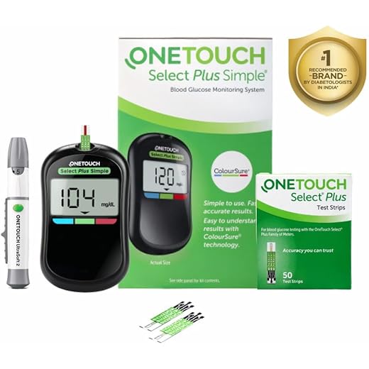 OneTouch Select Plus Glucometer + 50 Test Strips