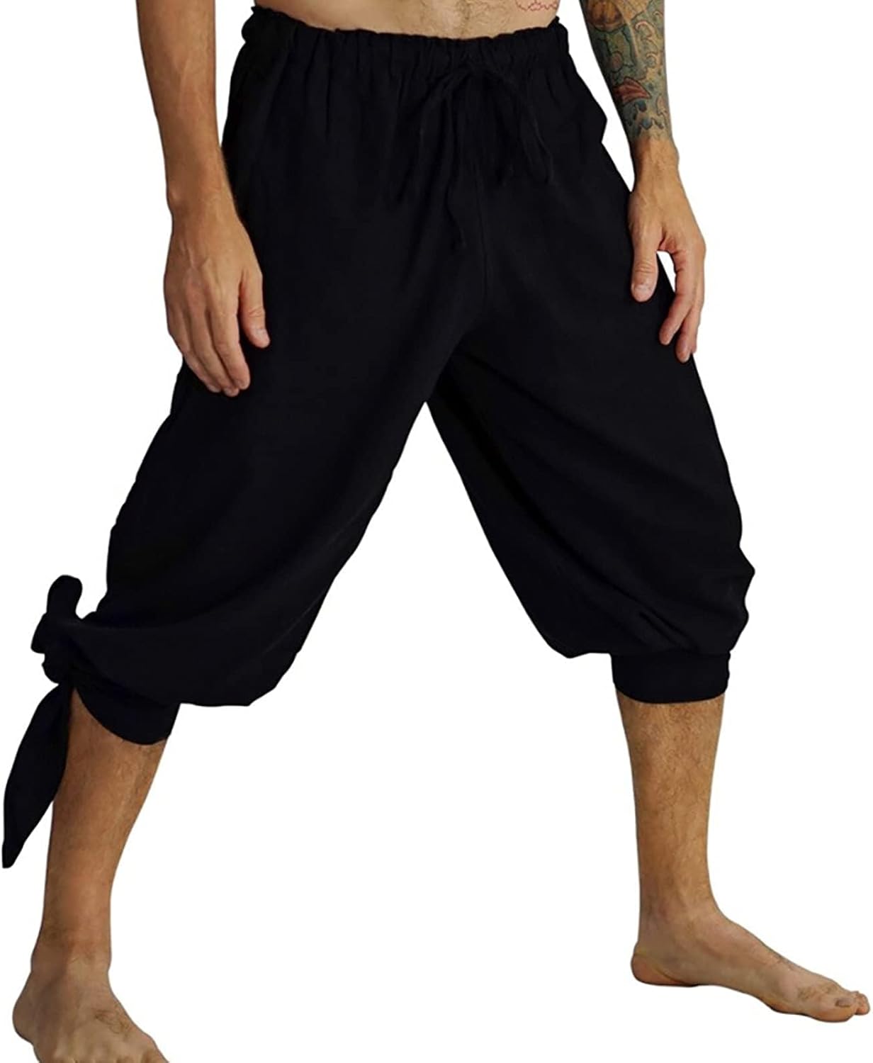 GRAJTCIN Medieval Pirate Pants Men Short Renaissance Viking Lace Up Cosplay