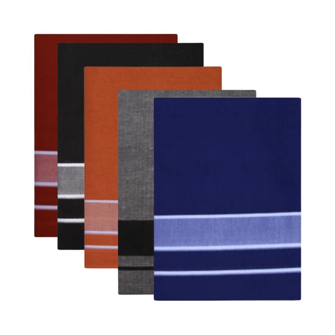 Multicolor Kerala style (Mundus) Dhotis for Men (Free Size Assorted) Lungi Veshti (Kaili) Pack of 5-image-30