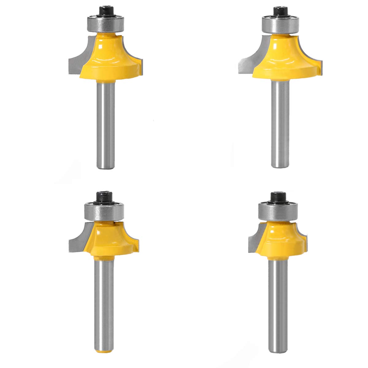 4pcs 1/4 inch shank rounding cutter corners rounded edges bit set Round