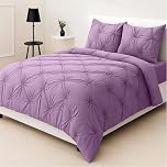 Z&A Homz Z&A Bedding Lilac Pintuck Duvet Covers King - Soft Brushed Microfiber Quilt Cover With Pillow Cases - Breathable & Washable Comforter - Easy Care Set