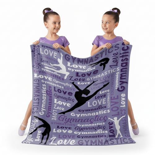RKAOZJI Gymnastics Blanket for Girls & Women Flannel Throw for Gymnasts Team Gymnastics Gift Idea (Purple 40x50)