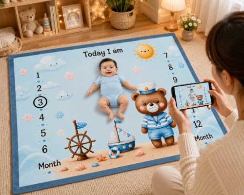 Image of NEW COMERS Milestone Baby Blanket for All Season Play Mat, Super Soft Foam | 3 Layer Thick Mat Blankets for Kids /New Born Monthly Photoshoot
