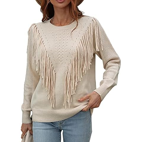 kinstell Women's Casual Fringe Knit Sweater Cover