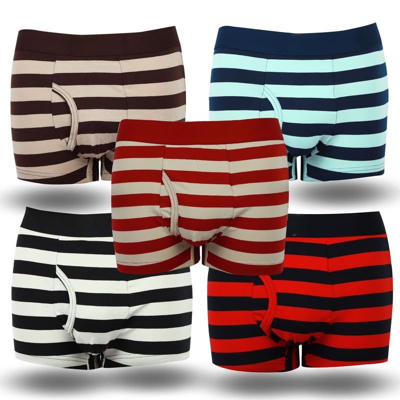 spenca Men Front Open Super Combed Cotton Elastane Stretch Stripe Trunk with Ultrasoft Waistband Combo Pack(Colors & Prints May Vary)-picture-55