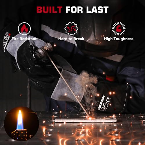 Image of ARCCAPTAIN Welding Gloves 16 Inches, 932℉ Heat Resistant, Black-Grey, L