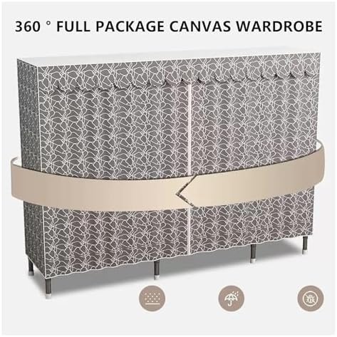 Portable Closets Wardrobe Portable Canvas Wardrobe, Large Clothes Closet Storage Organizer with Hanging Rail, Shelves, Fabric Cover(C,145x45x170cm)