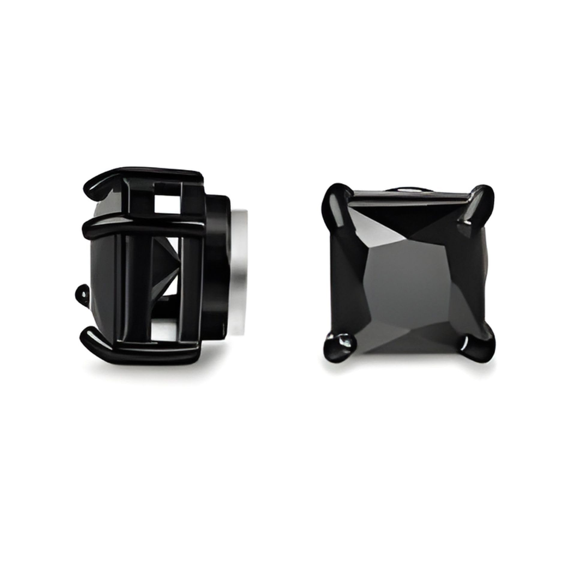 via mazzini No-Tarnish No-Rusting 'MagnoEdge' Square 6mm Clip-On No-Piercing Required Black Crystal Magnetic Ear Stud Earrings For Men And Women (ER2964) 1 Pair-picture-20