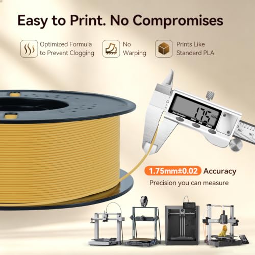 Image of Kingroon Matte PLA Filament 1.75mm 3D Printer Filament Matte Filament 1kg Dimensional Accuracy + /- 0.02 mm (Matte Yellow)