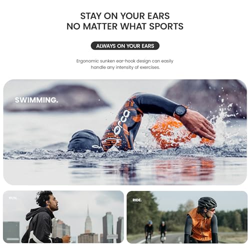 Image of Bone Conduction Headphones IP68 Swimming Waterproof Dustproof Sweatproof MP3 Player Headset Underwater Music Player 8GB 1000 Songs, Open-Ear Wireless Earphones Bluetooth 5.3 with Mic - Black