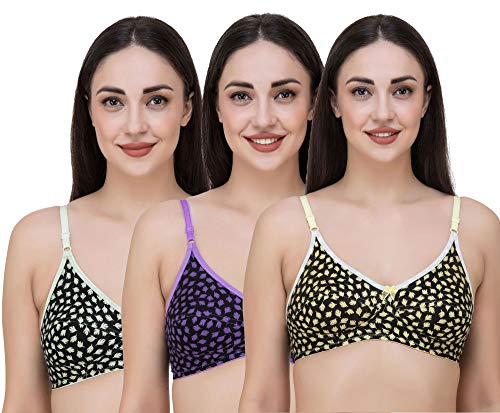 Image of Fasense Women's Cotton Leaf Print Medium Coverage Wire Free Non Padded Bra