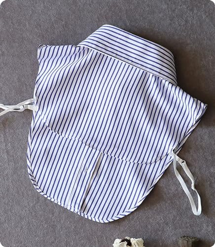 Image of GUZOSJO Blue Striped Detachable Collar Shirt,Dickey Half Blouse False Collar for Lady Girls Men