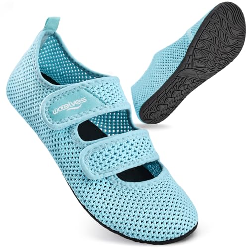 WateLves Badeschuhe Wasserschuhe Herren Damen Schwimmschuhe Strandschuhe Aquaschuhe Schnell Trocknend Breathable Surfschuhe Beach Pool Unisex(Hellblau 38/39)
