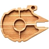 Drapela Worksยฎ USA Made - Star Wars Millennium Falcon Cutting Board Tray/Star Wars Charcuterie Board/Cheese Board - Handcrafted from Hardwood - Star Wars Kitchen Accessories (Cherry)