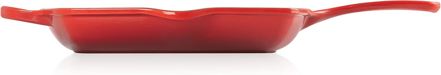 Le Creuset Enameled Cast Iron Signature Square Skillet Grill, 10.25", Cerise: Home & Kitchen