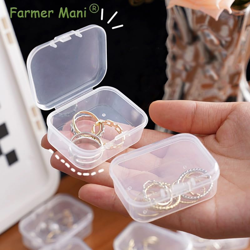Image of 12 Pack Rectangle Plastic Clear Storage Containers Box (2.52 x 1.73 x 0.79 Inch), Small Bead Organizer for Small items, Crafts, Beads, Coins, Jewelry and Business Cards