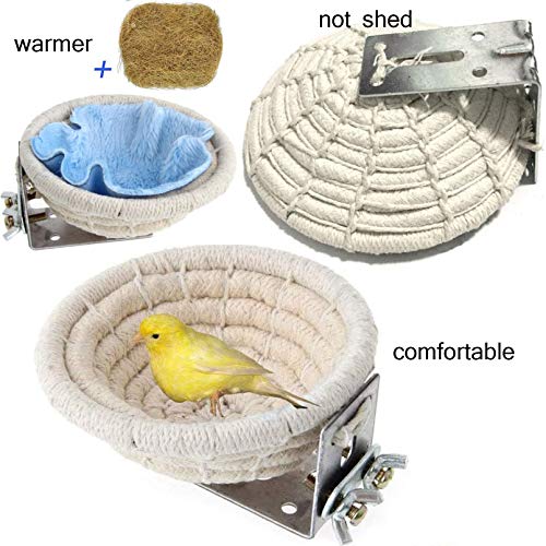 Image of Hamiledyi Handmade Cotton Rope Nest Parakeet Bed Breeding Nest Small Parrot Cage Hatching Nesting for Cockatiel Canary Lovebird Finch and Other Small Birds