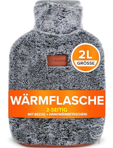 Bouillotte eau chaude 2L en caoutchouc naturel avec housse double face