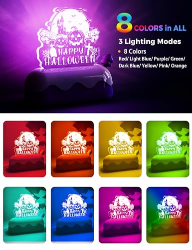 Image of LOHAS Halloween Night Light for Kids, Pumpkin Night Lights, USB Rechargeable, Color Changing RGB, Lamp for Adults, Children, Room Decor