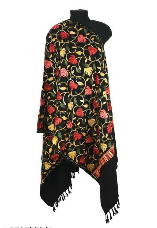 Poly-Wool Aari Embriodery Kashmiri Stole/Scarf/Wrap/Shawl 28?x80?-image-30