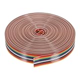 uxcell 虹色フラットリボンケーブル IDCレインボーワイヤー 14ピン 1.27mmピッチ ブレッドボード 電子プロジェクト用 ワイヤーケーブル コネクタ用 9.14m長さ 1本入り