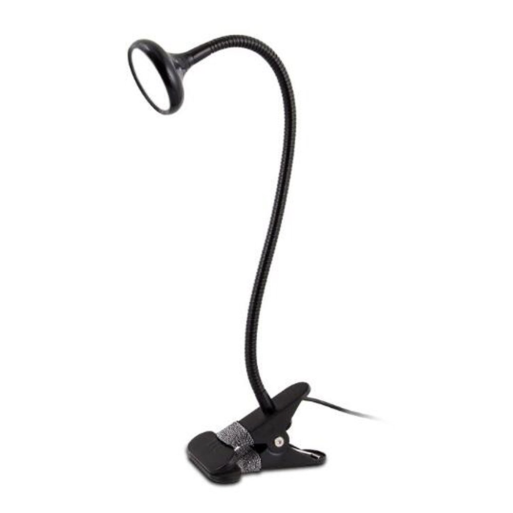 Aolyty Upgraded LED Table Lamp with Antiskid Clamp Clip on Flexible Gooseneck 3 Color Temperature Dimmable Switch Eye-Care with USB No Adapter (Black)