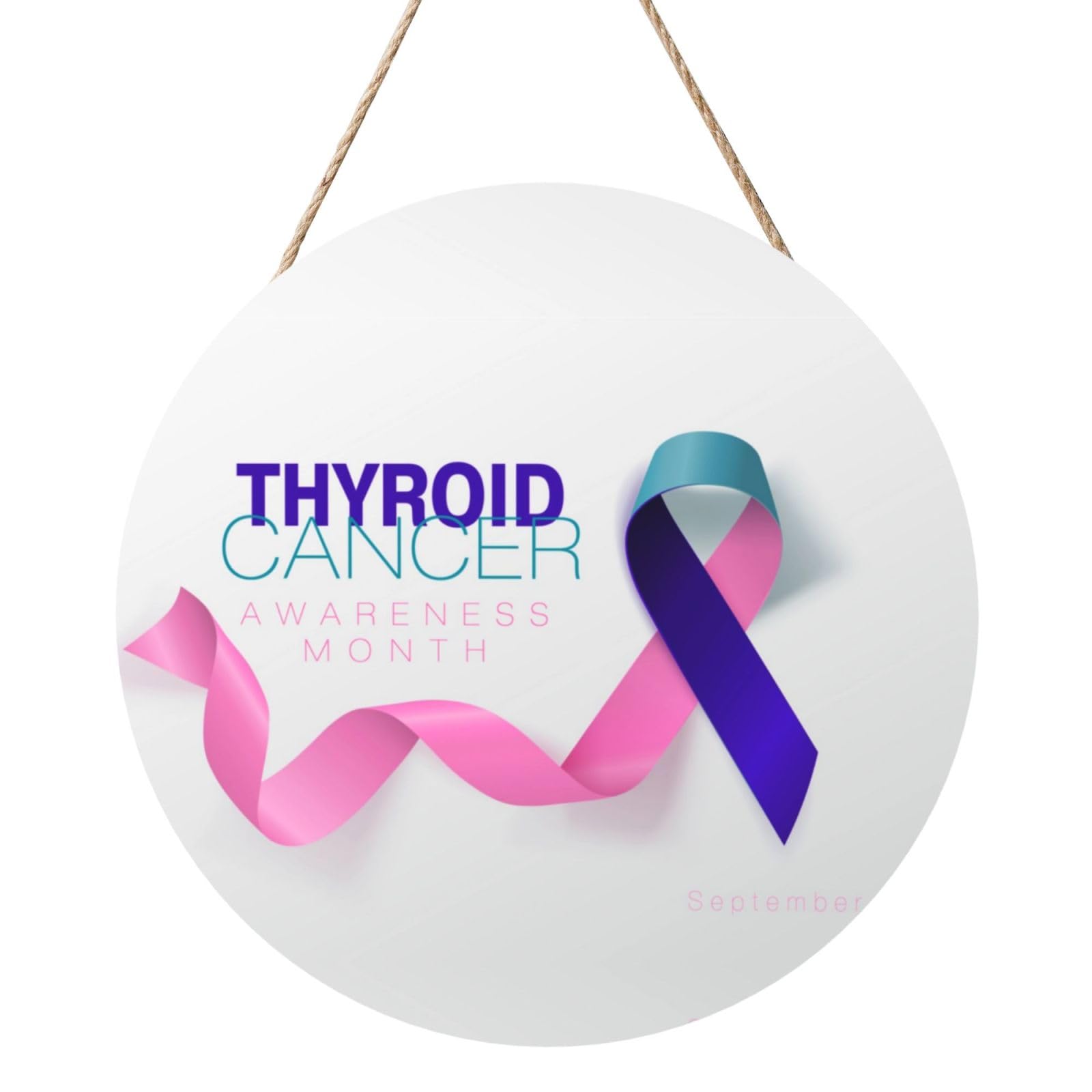Thyroid Cancer Awareness Month Door Signs Plaques Wood Welcome Sign For Front Door Wall Hanging For Home Farmhouse Office Classroom Party Decoration