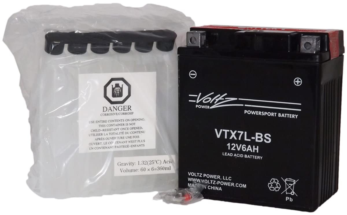 VTX7L-BS Maintenance Free (AGM) Powersport Battery with Acid Pack