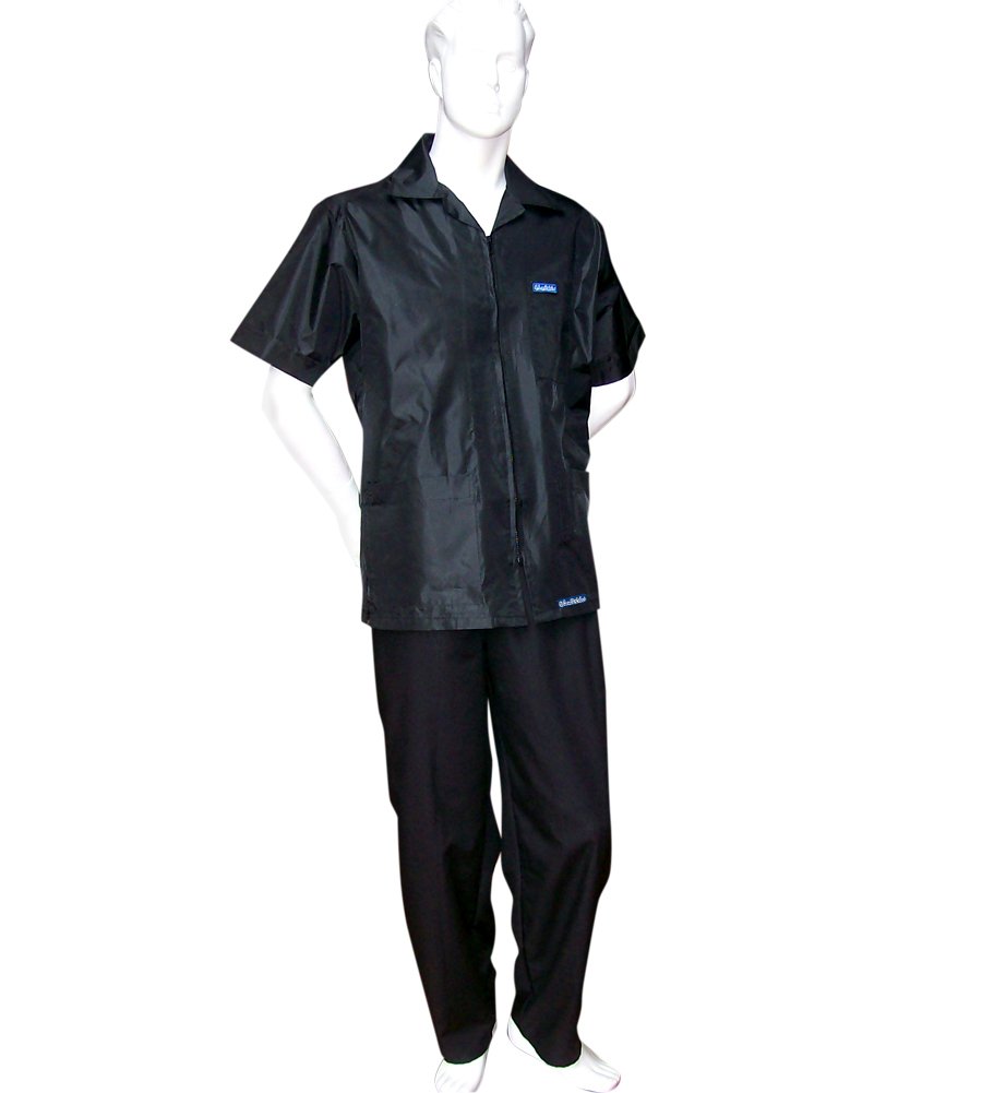 BARBERSHOP-BOYS 60'S 3 Pocket Barber Jacket Ultralight Nylon Poly Fabric Hair Repellent Black