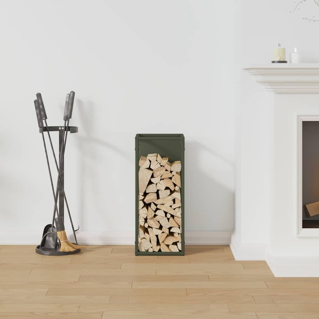 Genérico Leñero Verde Oliva 25x25x60 cm Acero Laminado en frío,Casa y jardín,Accesorios para hornos de leña y chimeneas,Bolsas y Soportes de leña-864262